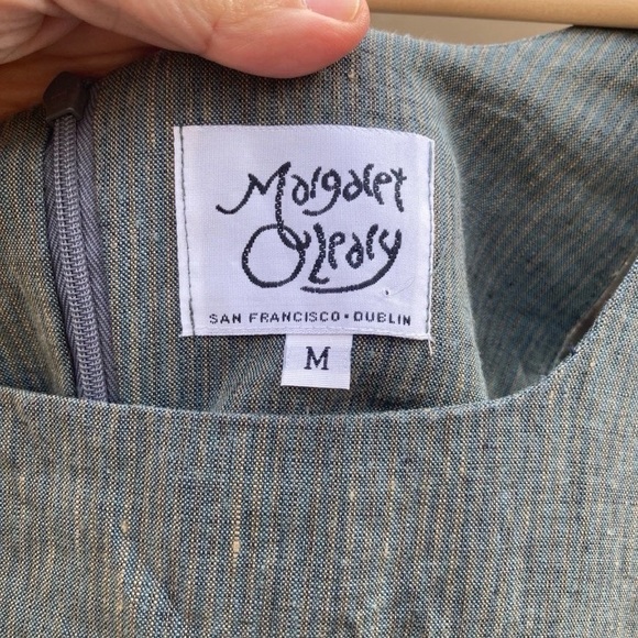 MARGARET O' LEARY San Francisco & Dublin 100% Linen Jumper Dress Medium striped - Picture 2 of 6